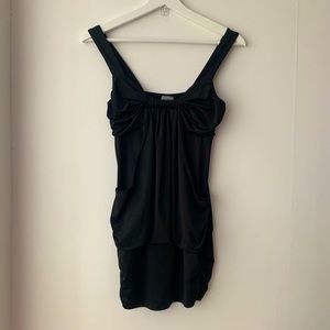Long Tank Top with Ribbed Front Details by DayTrip~ in shiny black